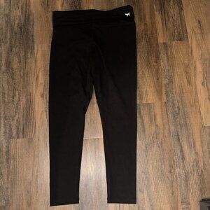 Victoria's Secret Pink Yoga Fold Over Waist Leggings Black Large NWT